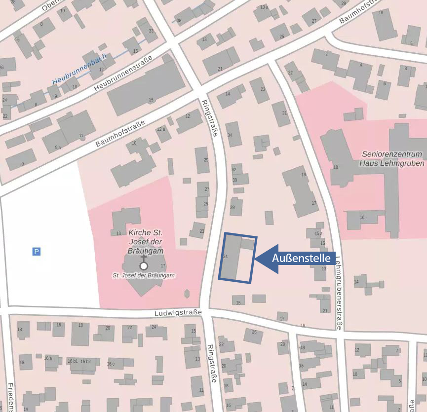  Stadtplan mit Markierung der Außenstelle, Ringstraße 24/26